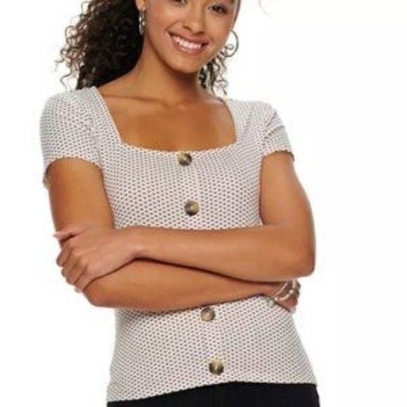 Candie’s square neck short sleeve light pink top medium‎ - Picture 1 of 11